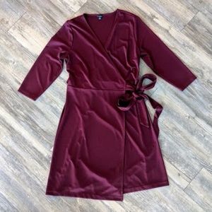 Ann Taylor Petite Maroon Wrap Dress